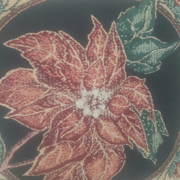 Fashion Christmas  Poinsettia Jacquard Tapestry Decorative Pillow. - Picture 4 of 7